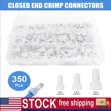 350Pcs Copper Core Nylon Closed End Crimp Cap 22-10 AWG Terminal Wire Connectors
