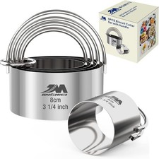 Biscuit Cutter Set Round Cookie Cutters with Handle 5 Pieces Stainless Steel NEW