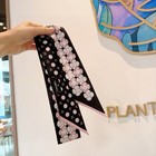Chanel Women's Black Floral Silk Scarf Hair Neck Tie With Gift Box — photo 6