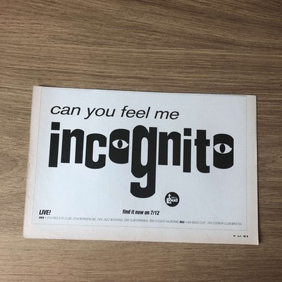 MUSIC62 MAGAZINE ADVERT 5X8 INCOGNITO SINGLE CAN YOU FEEL ME