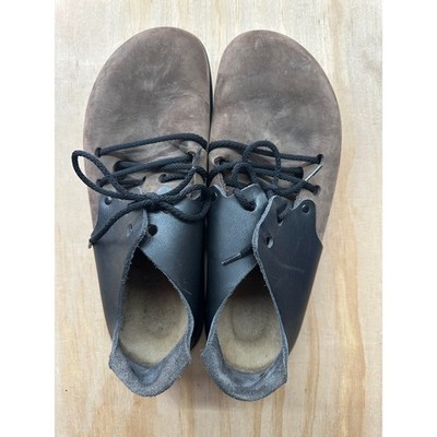 Birkenstock Montana Brown Suede Black Leather Lace Up Shoes Mens 41 L10 M8