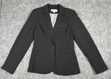 Calvin Klein Blazer Womens 2 Black One Button Lined Stretch Workwear Suit Jacket