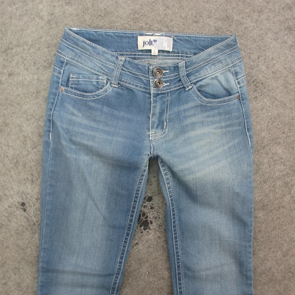 Женские джинсы Jolt 1/2 легкие вареные синие с низкой талией эластичные джинсовые с 5 карманами - Изображение 2 из 4