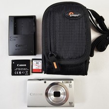 Canon PowerShot A2400 IS Silver 16.0MP Digital Camera Bundle Tested Works Clean