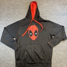 Deadpool Marvel Comics Black Red Hoodie Sweatshirt Men's Sz L