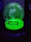 VTG Federal Glass Sharon Cabbage Rose Uranium Depression Glass 5.5" Plates