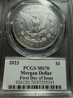 2023 Ms70 Morgan Silver Dollar David Hall Signed First Day Issue PriceGuide$750