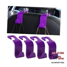 Car Seat Headrest Hook, 4PCS Vehicle Seat Back Hanger Storage Organizer Purple