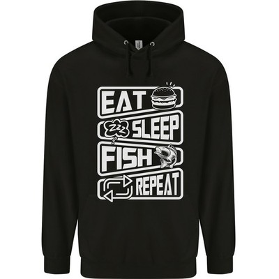 Eat Sleep Fish Lustig Fischen Fischer Herren 80% Baumwolle Kapuzen