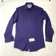 Geoffrey Beene Slim Fit Shirt Size 14 1/2  32/33 Purple Striped Long Sleeve New