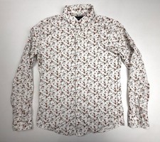 Abercrombie Fitch Stretch Super Slim White Floral Button Down Shirt Men's M