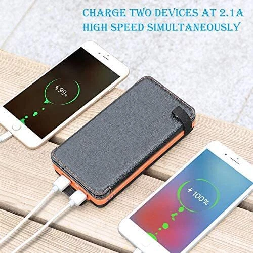 4 Panels Solar Power Bank Waterproof 25000mAh Fast charger Pack USB Battery - Image 4 of 4
