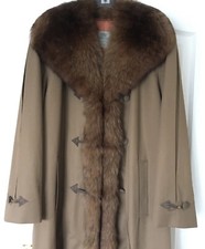 Unique Aquascutum Luxurious Natural Fur Long Shawl Collar Maxi Trench Raincoat