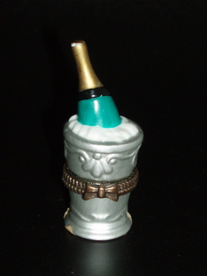 MIDWEST OF CANNON FALLS Porcelain Hinged Box PHB CHAMPAGNE BOTTLE  in ICE BUCKET