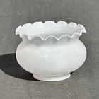White Milk Glass Light Shade Ruffle Edge 4" FITTER & 7” WIDE Vintage