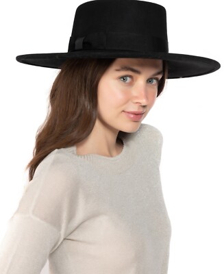 Nine West ESF-12511 Wool Felt Telescope Floppy Hat, In black, One Size