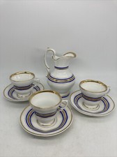 20736/ KPM Krister 3x Kaffeegedeck 2-teilig + Teekanne blau gold