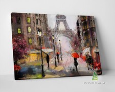 Paris Rain City Canvas Art Oil Painting Framed Wall Art Print Picture Decor_D861