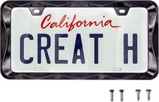 Creathome 3d Curly Wave Pattern Chrome License Plate Frame From Pure Zinc Alloy