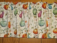 Green Purple Orange Squash Pumpkin Fall Leaves Handmade Window Curtain Valance