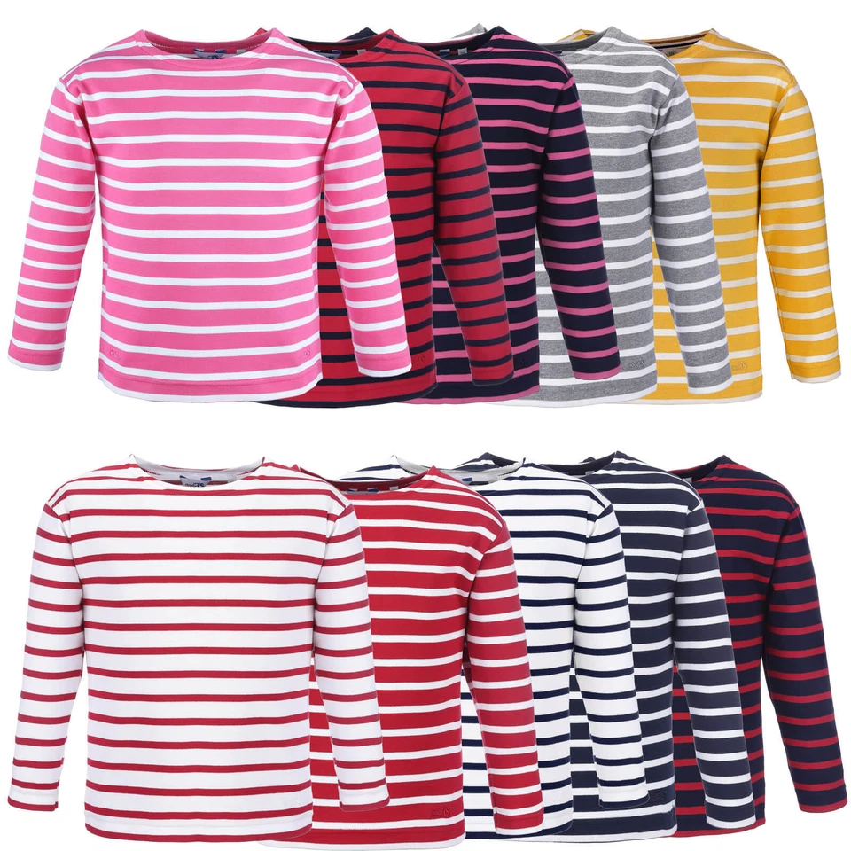 modAS Kinder Bretonisches Shirt Streifen Gestreift Langarm Rundhalsausschnitt
