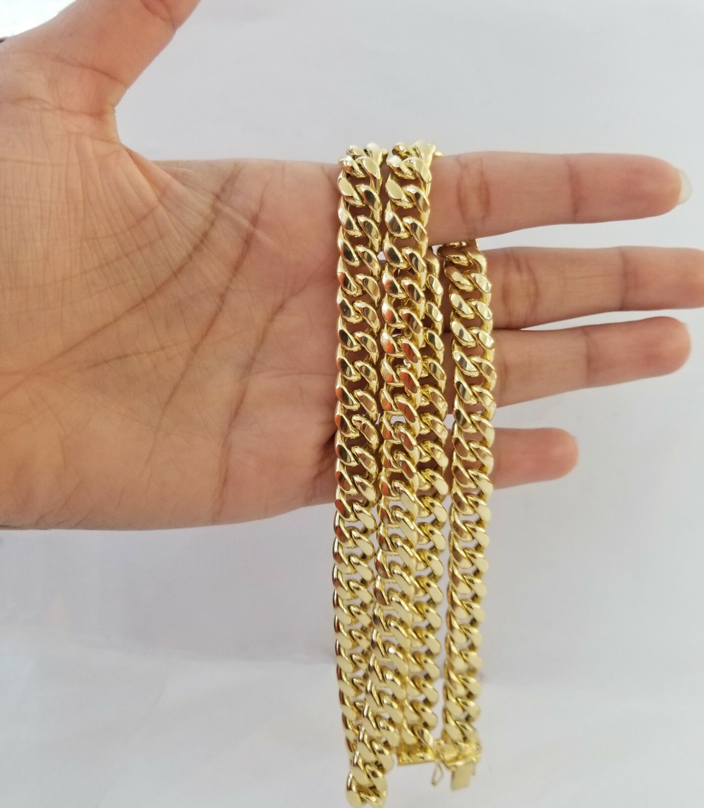 Collection Security Box Chain Real 14K Yellow Gold Miami Cuban Link Necklace Chain 8mm box Lock 22 ...
