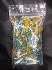 Bugle beads blue and white with yellow bicone MIX GREAT DEAL  42 grams 