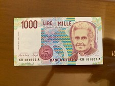 BANCONOTA LIRE 1000 MONTESSORI 1991 SERIE X B SOSTITUTIVA RARA FDS