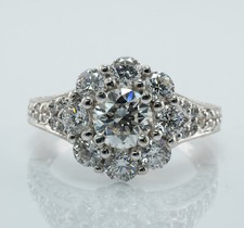 Diamond Ring 14K White Gold Band Halo Engagement Wedding 2.00 TDW