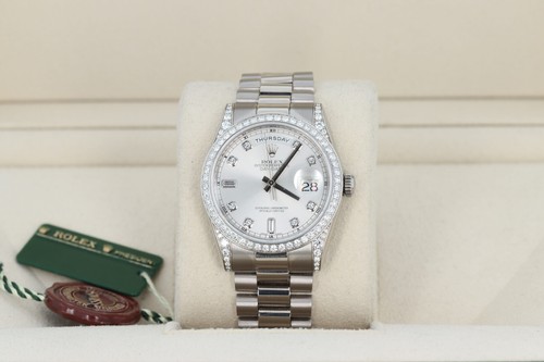 Rolex Day-Date President Crown Collection 18kt White Gold Diam...