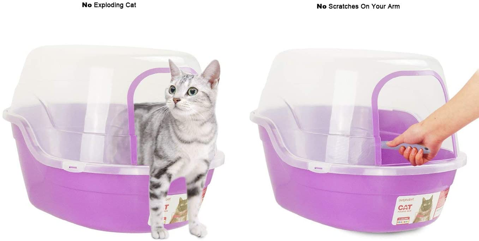 Petphabet Jumbo Hooded Cat Litter Box, Purple, Extra Large eBay