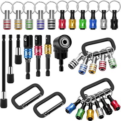 18x 1/4'' Hex Shank Drill Bit Holder Keychain Impact Drill Sockets Adapter Driver