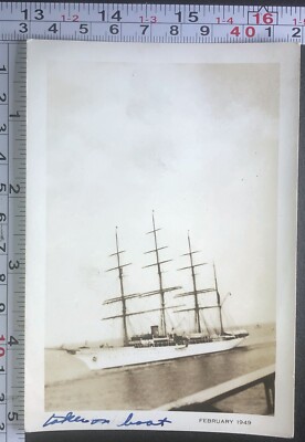 1949 Ship Shipping Old Boat Steamer Sails Ocean Vintage Photo Snapshot