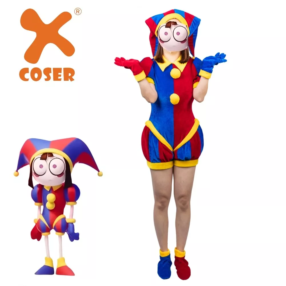 Xcoser Adult/Kids The Amazing Digital Circus Pomni Cosplay Costume Full Set  Xmas