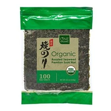 ONE ORGANIC Sushi Nori Premium Roasted Organic Seaweed (100 Half Sheets) /