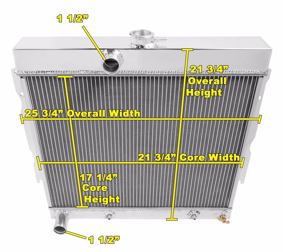 Radiador Plymouth Champion DR 1965 1966 1967 1968 1969 3 filas (núcleo de 22") Foto 3 de 4