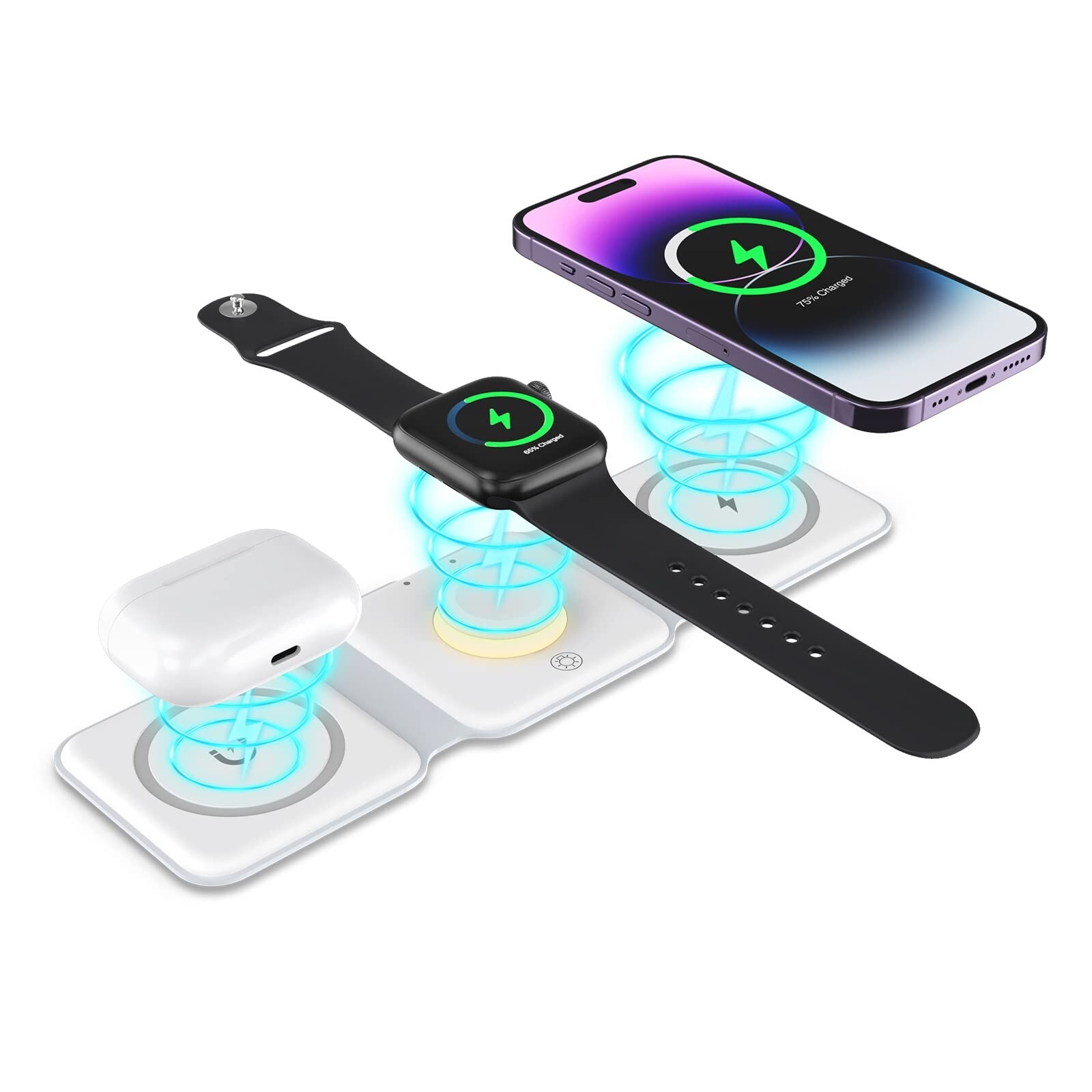 ORIA 3-in-1 Fast Wireless Charger with Night Light & Foldable Design