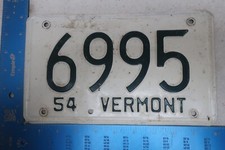 Vermont License Plate Tag 1954 54 6995