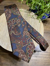 Christian Dior Monsieur Mens Silk Neck Tie Navy Maroon Paisley Print USA Made