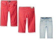 Girls' Denim Bermuda Levi's Skimmer Cuffed Adjustable Stretch size 7, 10 NEW