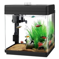1.5 Gallon Aquarium Kits Desktop Small Fish Tank with Filter and Light 8 Col...