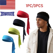 Head Tie Back on Headband Sports Headband Sweat Band Hair Sweatband Men Women