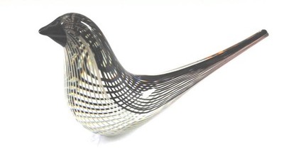 1950's Dino Martens for Aureliano Toso Murano Mezza Filagrana Black & White Bird