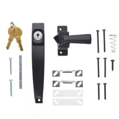 Storm Door Handle Keyed Push Button Latch Tie Down Screen Door Lock Handle