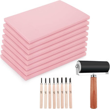 8PCS 4X6 Inch Linoleum Carving Blocks for Printmaking, Rubber Linocut Block S...