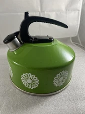 Enterprise Aluminum Co. Green Color Vintage Tea Coffee Kettle Pot. Macon, GA.