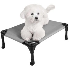 Cooling Elevated Dog Bed - Portable Raised Cot for Small Breeds - Silver Gray