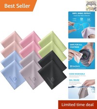 12 Pack Microfiber Lens Cleaning Cloths - Ultra-Soft, Scratch-Free Essentials