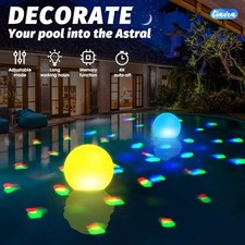 Ylnailky Pelotas Inflables Iluminadas,Juegos Acuáticos para Exterior Y Playa | Luz Nocturna Flotante LED para Exteriores, Jardín, Verano Y Áreas De Juegos