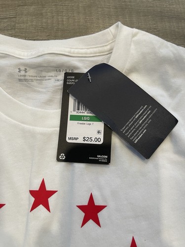 Men's Under Armour White Ombre American Freedom Flag Graphic Tee - Size L NWT - Picture 4 of 6